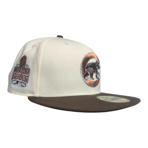 SportsWorld NY Chicago Cubs 2016 World Series Off White Walnut Visor New Era Fitted Hats