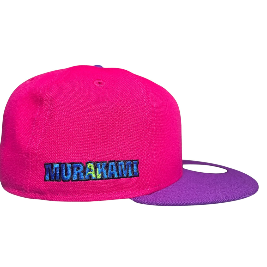 The Hat Wall Murakami Chicago White Sox fitted hat in hot pink with a purple brim and colorful side embroidery