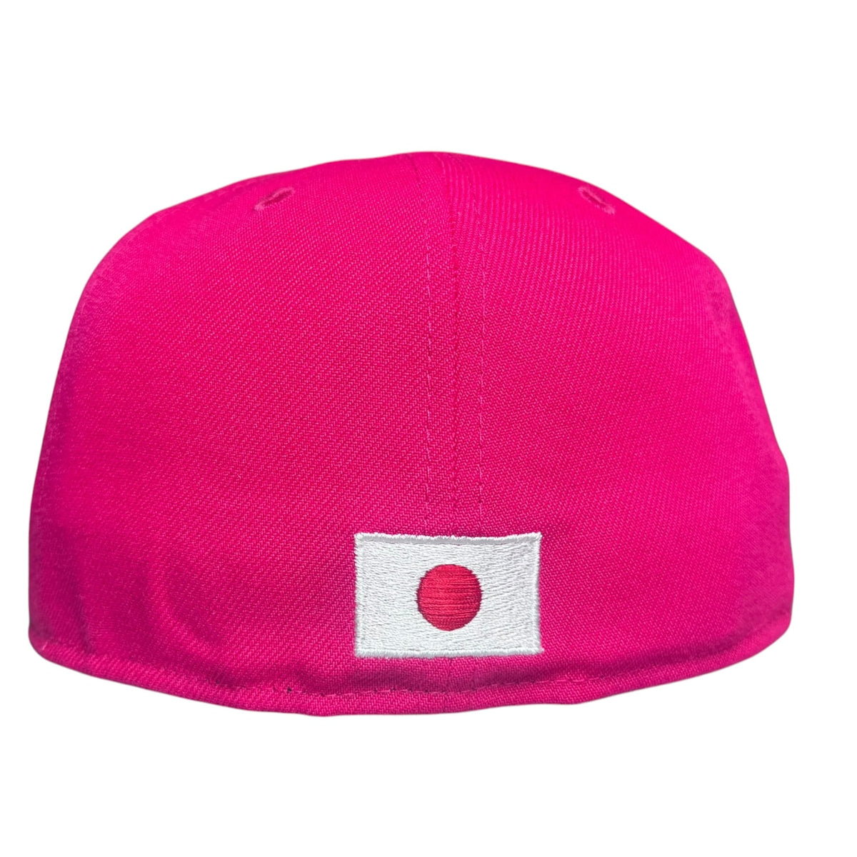 The Hat Wall Ty Mathis Murakami Chicago White Sox fitted hat back view featuring a vibrant hot pink crown and Japanese flag embroidery.